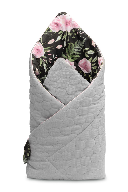 Velvet Baby Nest Cone Wrap – flowers black - Image 2