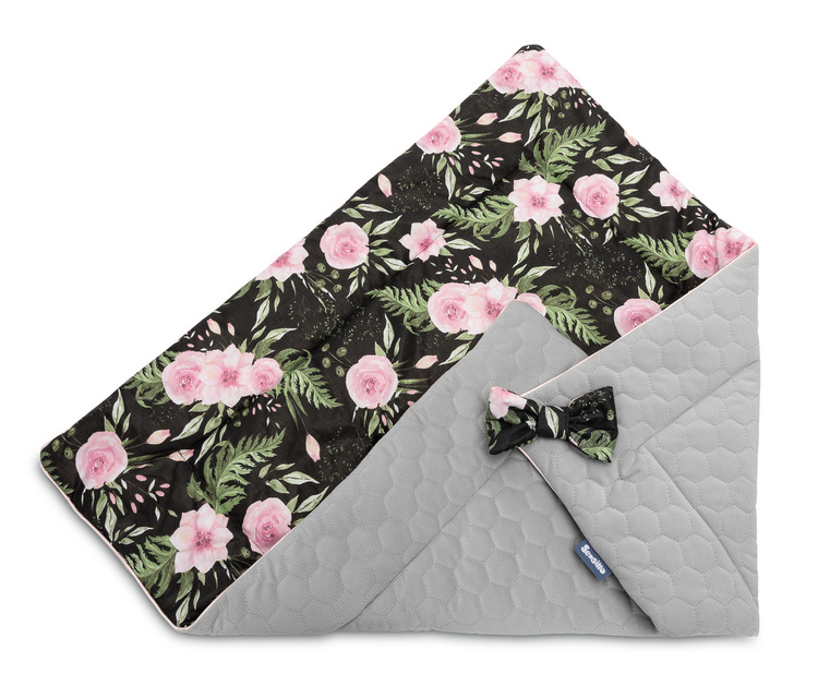 Velvet Baby Nest Cone Wrap – flowers black - Image 3