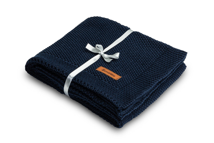 Knitted Blanket – navy blue - Image 5