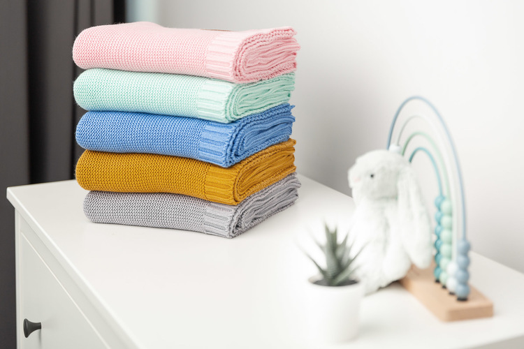 Bamboo and cotton blanket – blue - Image 4