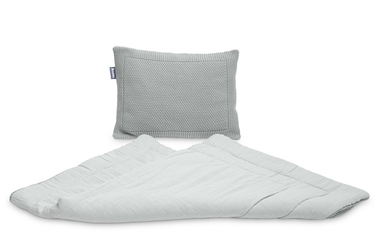 Knitted cot set with muslin - grey - Image 4