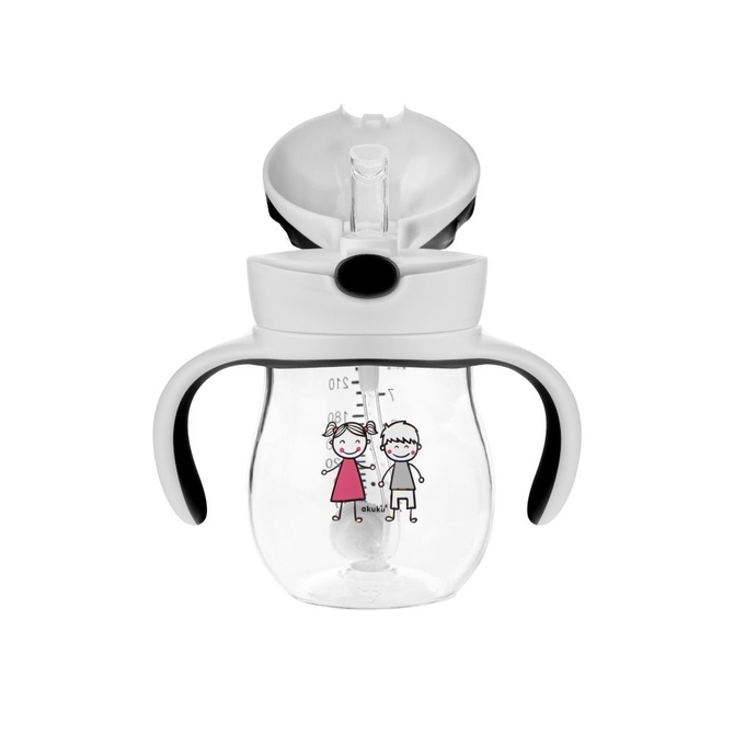 A0034 TRITAN / Non-spill cup 250 ml with weighted straw and dual handle grey - Image 2