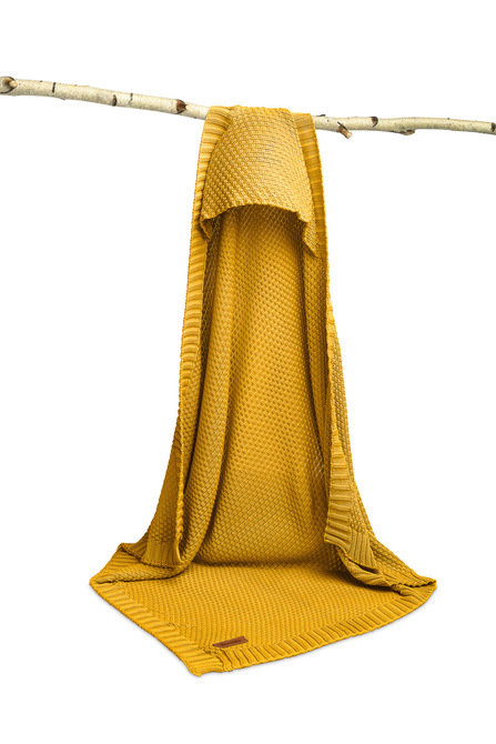 HOODED SWADDLE BLANKET 100% BAMBOO GIFT MUSTARD – Bild 5