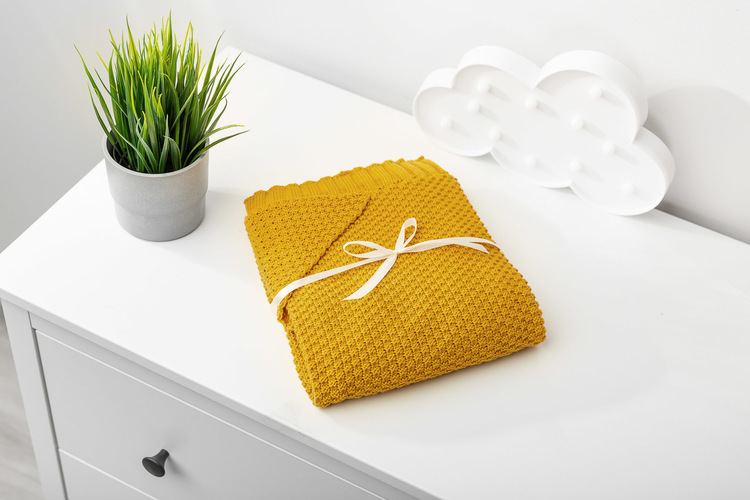 HOODED SWADDLE BLANKET 100% BAMBOO GIFT MUSTARD – Bild 7