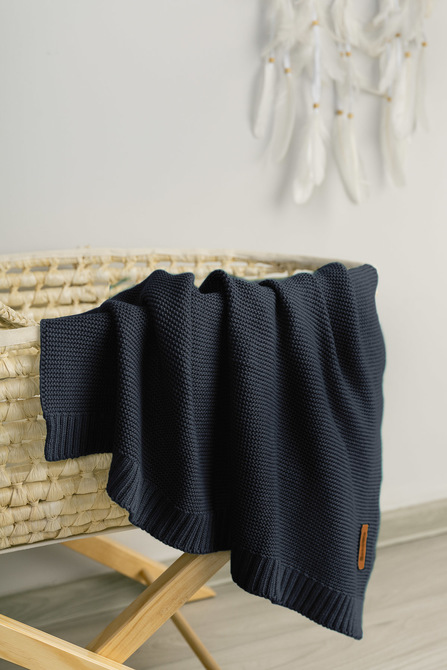 Bamboo and cotton blanket – NAVY - Image 4