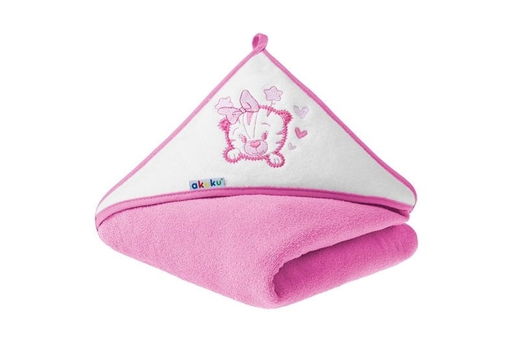 A1253 Baby hooded towel TIGER PINK - Image 2