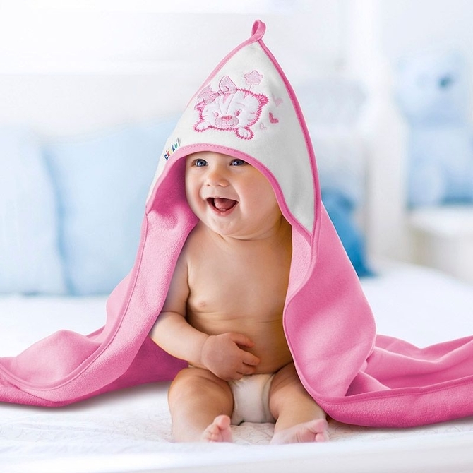A1253 Baby hooded towel TIGER PINK - Image 3