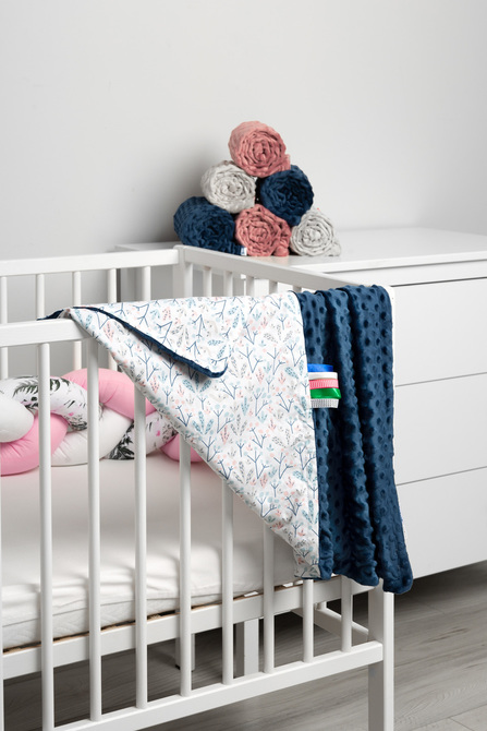 Light Minky Blanket - navy blue viburnum - Image 2