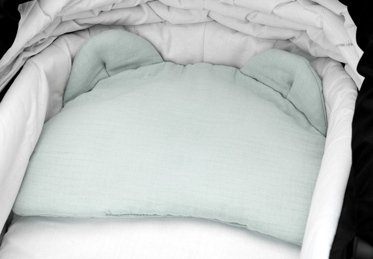 Muslin pushchair pillow – GREY - Image 3