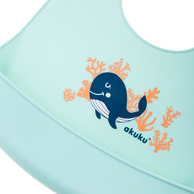 A0505 Silicone bib with pocket Whale - Image 4