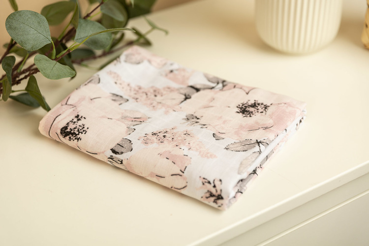 MUSLIN BLANKET PEONY / ASH 80x100cm - Image 5