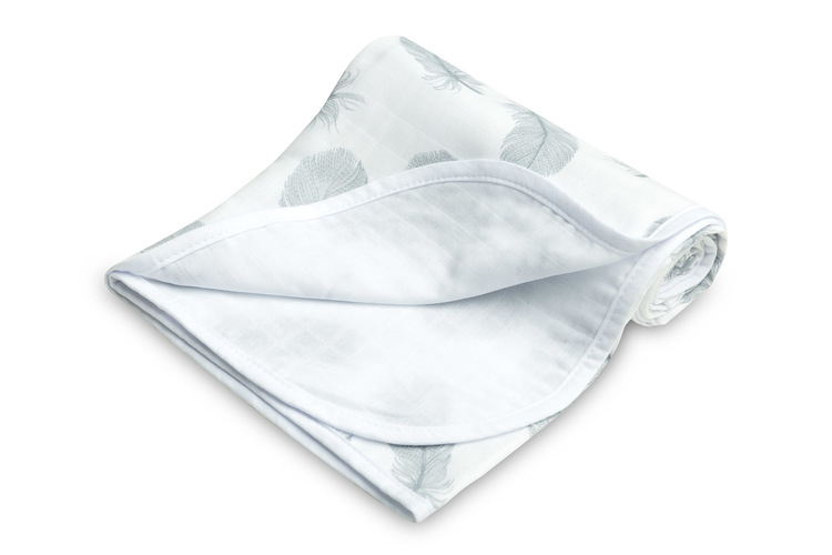 MUSLIN BLANKET FEATHERS / WHITE 80x100cm - Image 4