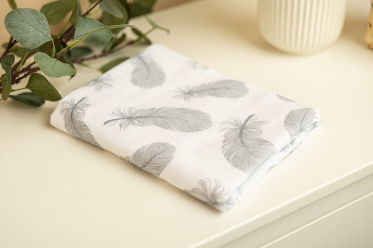 MUSLIN BLANKET FEATHERS / WHITE 80x100cm - Image 5