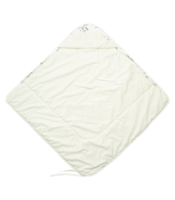 VELVET CARRY-COT SWADDLE BLANKET XL OLIVE CREAMY - Afbeelding 2