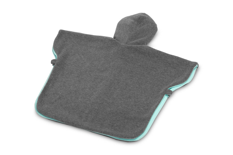CAR SEAT PONCHO GREY MELANGE / TURQUOISE - obrazek 2