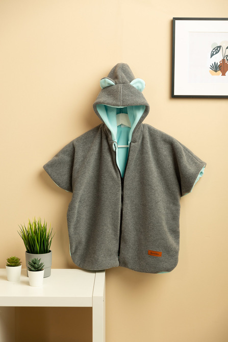 CAR SEAT PONCHO GREY MELANGE / TURQUOISE - obrazek 6