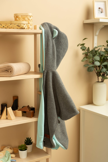 CAR SEAT PONCHO GREY MELANGE / TURQUOISE - obrazek 8