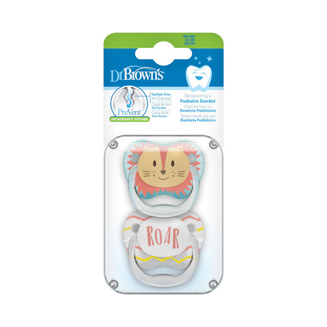 PV12015 PreVent PRINTED SHIELD Pacifier - Stage 1, Boy Animal Faces, 2-Pack - Image 2