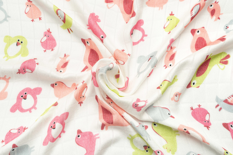 BAMBOO DIAPER - PINK BIRDS 75x75 - Image 3
