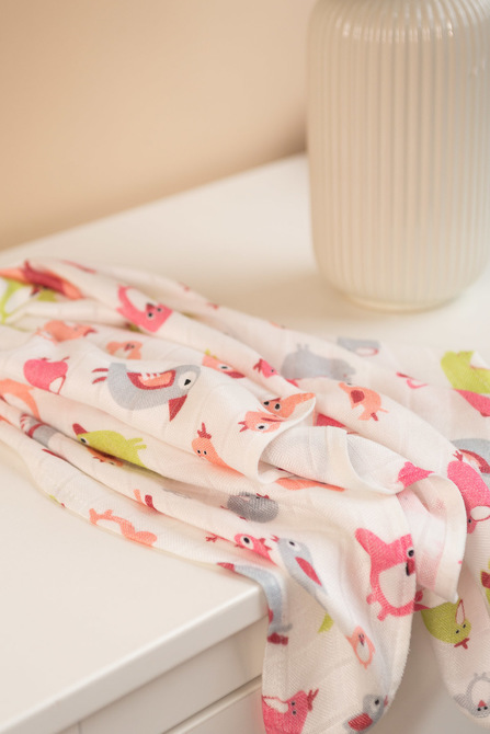 BAMBOO DIAPER - PINK BIRDS 75x75 - Image 5