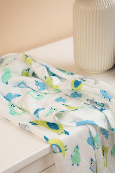 BAMBOO DIAPER - BLUE BIRDS 75x75 - Image 4
