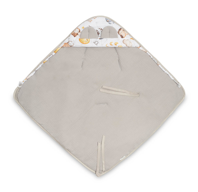MUSLIN CARRY-COT SWADDLE BLANKET - ZODIAC GREY - Image 3