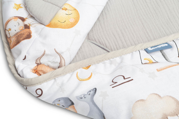 MUSLIN CARRY-COT SWADDLE BLANKET - ZODIAC GREY - Image 5