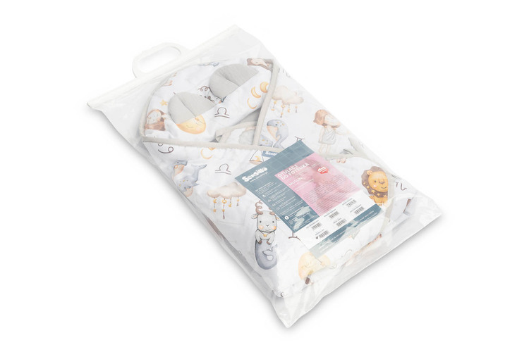 MUSLIN CARRY-COT SWADDLE BLANKET - ZODIAC GREY - Image 6