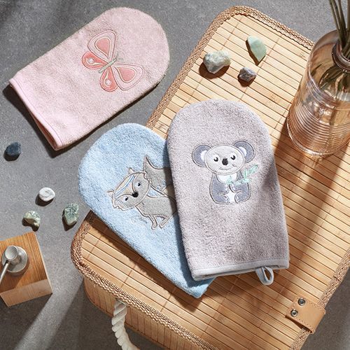 347/08 Bamboo baby wash mitt NATURAL BAMBOO BLUE – Bild 2