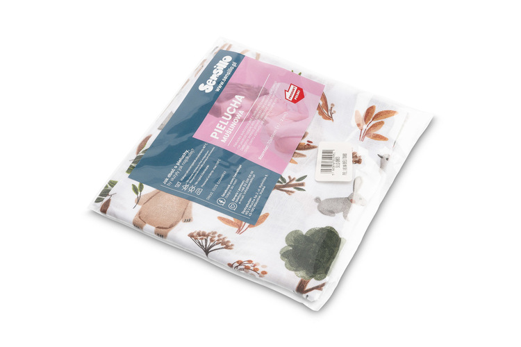 MUSLIN SWADDLE BLANKET 70X80 CM FOREST ON WHITE - Image 3
