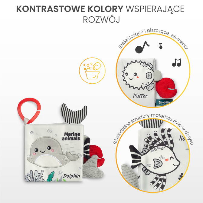 BLACK&WHITE TEXTILE BOOK DOLPHIN - Image 3