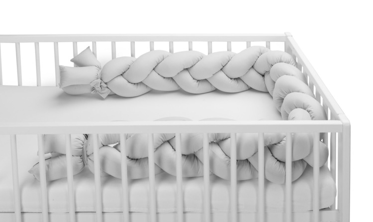 Braided Crib Bumpers 210 cm – smooth grey - Image 3