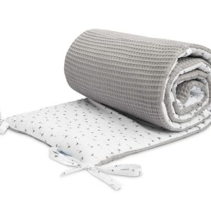 BED BUMPER WAFFLE - DANDELIONS GRAPHITE