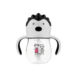 A0034 TRITAN / Non-spill cup 250 ml with weighted straw and dual handle grey