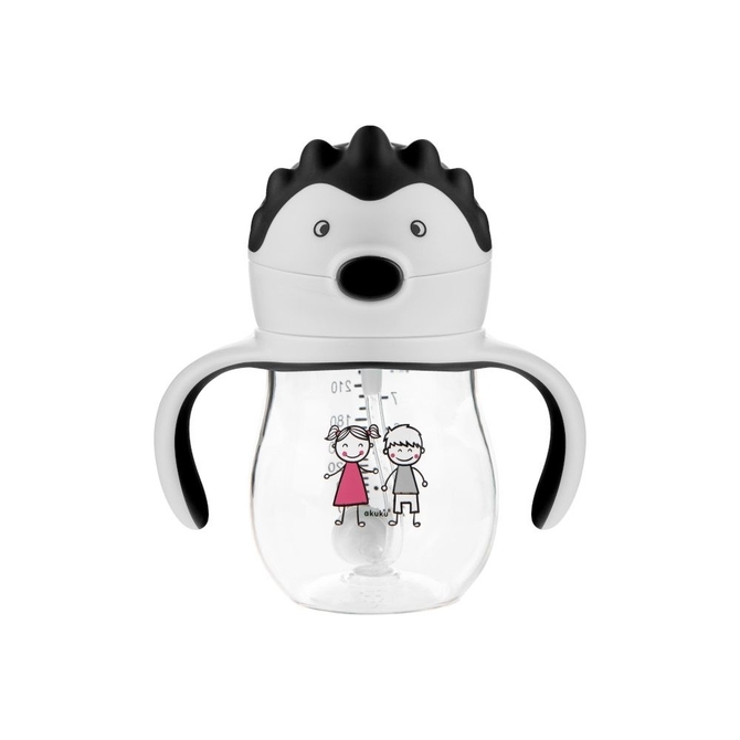 A0034 TRITAN / Non-spill cup 250 ml with weighted straw and dual handle grey