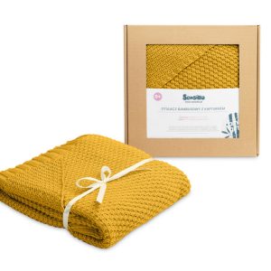 HOODED SWADDLE BLANKET 100% BAMBOO GIFT MUSTARD