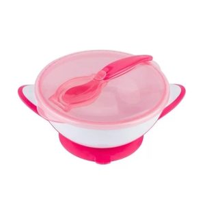 1063/03 BOWL WITH A SUCTION CUP AND SPOON PINK-WHITE BabyOno