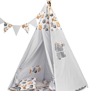 TIPI TENT RACCOONS GREY