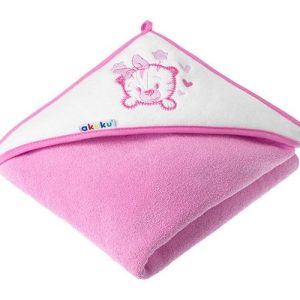 A1253 Baby hooded towel TIGER PINK