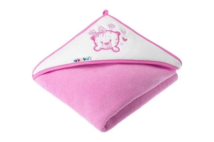 A1253 Baby hooded towel TIGER PINK