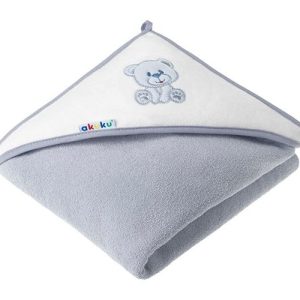 A1258  Baby hooded towel BEAR GREY