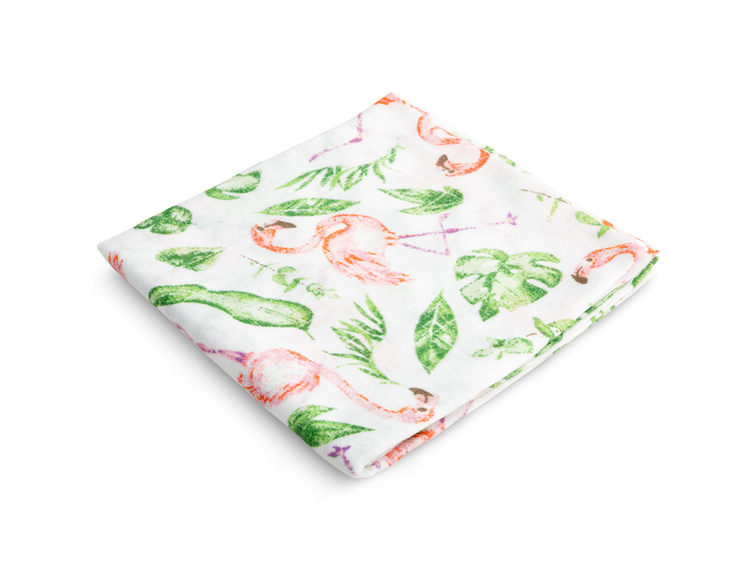Muslin swaddle blanket flamingos