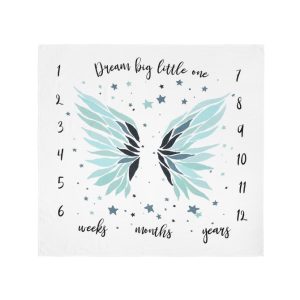 MUSLIN PHOTO MAT WINGS BLUE 120x120