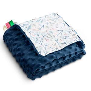 Light Minky Blanket - navy blue viburnum