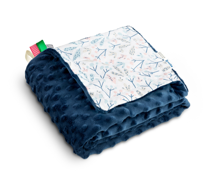 Light Minky Blanket - navy blue viburnum