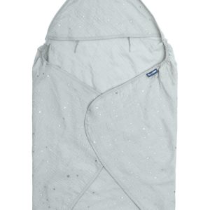 Child seat muslin swaddle blanket for summer – grey stars