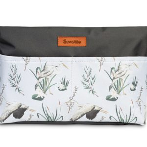 Stroller organizer – grey cranes