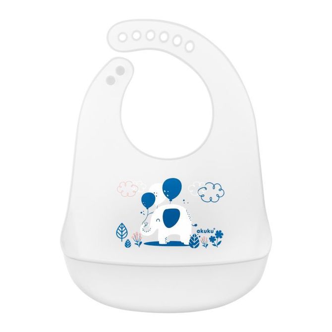 A0506 Silicone bib with pocket Elephant