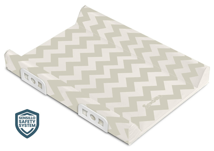 Stiffened Changing Pad WITH SAFETY SYSTEM - ZIGZAG BEIGE