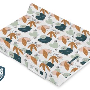Stiffened Changing Pad WITH SAFETY SYSTEM - GARDEN LEAVES PLATINUM